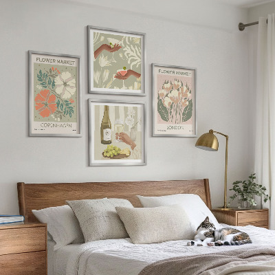 Wall art set Floral posters wine city