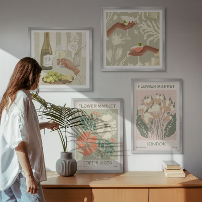 Wall art set Floral posters wine city