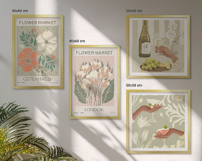 Wall art set Floral posters wine city