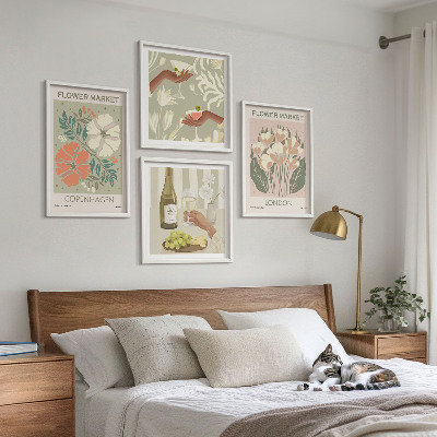 Wall art set Floral posters wine city