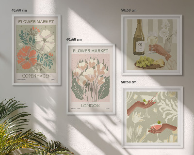Wall art set Floral posters wine city