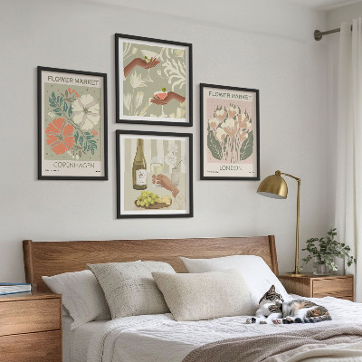 Wall art set Floral posters wine city