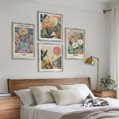 Set of 4 wall art pieces Floral Posters Paris London