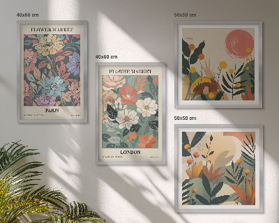 Set of 4 wall art pieces Floral Posters Paris London