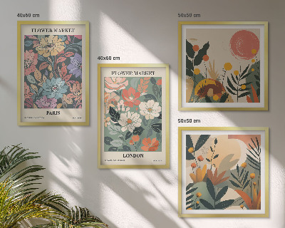 Set of 4 wall art pieces Floral Posters Paris London