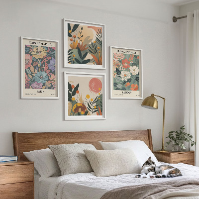 Set of 4 wall art pieces Floral Posters Paris London