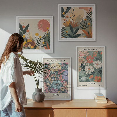 Set of 4 wall art pieces Floral Posters Paris London