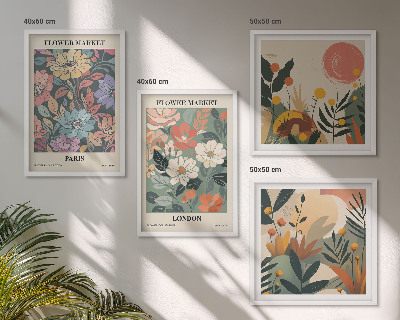 Set of 4 wall art pieces Floral Posters Paris London