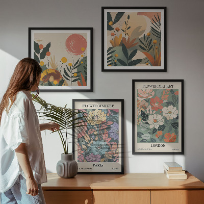 Set of 4 wall art pieces Floral Posters Paris London