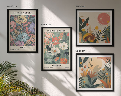 Set of 4 wall art pieces Floral Posters Paris London