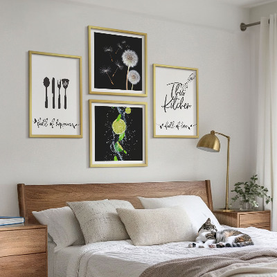 Multi-piece wall decor set Dandelions lime kitchen inscriptions
