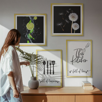 Multi-piece wall decor set Dandelions lime kitchen inscriptions