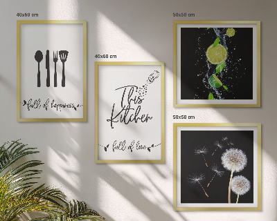 Multi-piece wall decor set Dandelions lime kitchen inscriptions