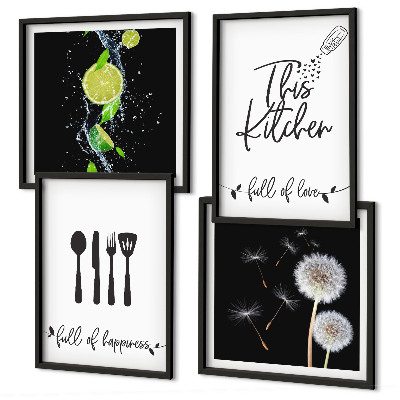 Multi-piece wall decor set Dandelions lime kitchen inscriptions