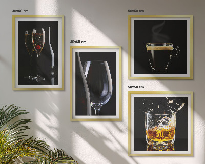 Wall art set Whiskey wine champagne coffee alcohol