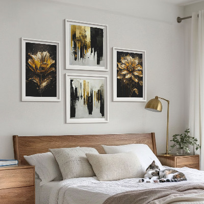 Wall art set Stylish modern flowers