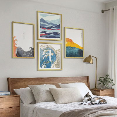 Set of 4 wall art pieces Waves Japanese art graphics