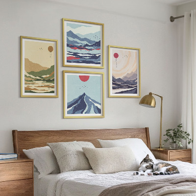 Wall art set Pastel mountains japandi style