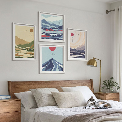 Wall art set Pastel mountains japandi style