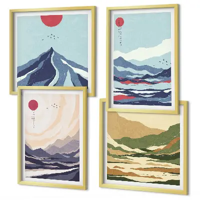 Abstract mountain landscape wall art multi-piece decor set