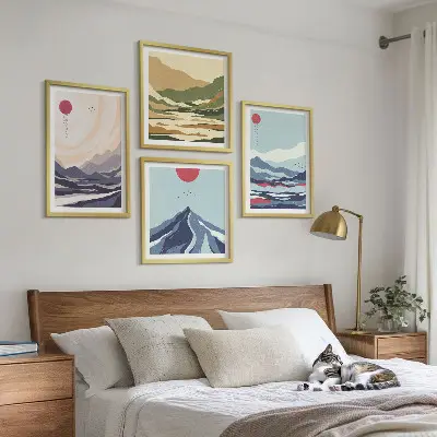Abstract mountain landscape wall art multi-piece decor set