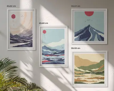 Abstract mountain landscape wall art multi-piece decor set