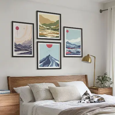 Abstract mountain landscape wall art multi-piece decor set
