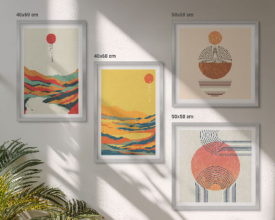 Wall art set Colorful patterns of Japandi river mountains