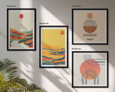 Wall art set Colorful patterns of Japandi river mountains