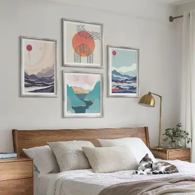 Japanese mountain landscapes wall art set of 4 pieces