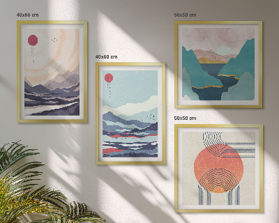 Set of 4 wall art pieces Japanese mountain landscapes