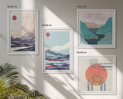 Set of 4 wall art pieces Japanese mountain landscapes