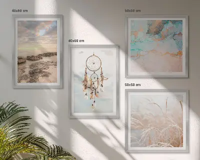 Wall art set sea of clouds dream catcher grass design
