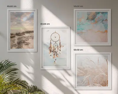 Wall art set sea of clouds dream catcher grass design