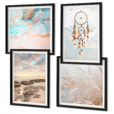Wall art set Sea of ​​clouds dream catcher grass