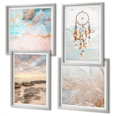 Wall art set Sea of ​​clouds dream catcher grass