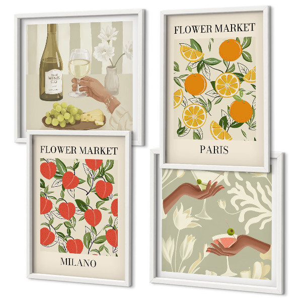Multi-piece wall decor set Flowers wine Milan Paris