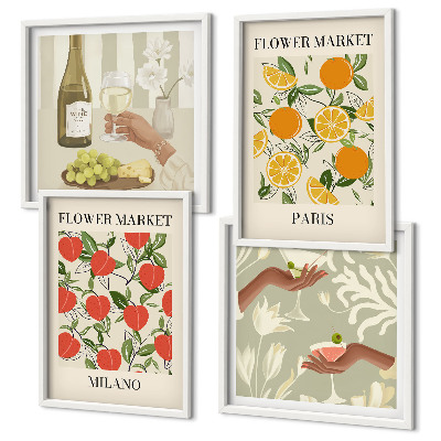 Multi-piece wall decor set Flowers wine Milan Paris