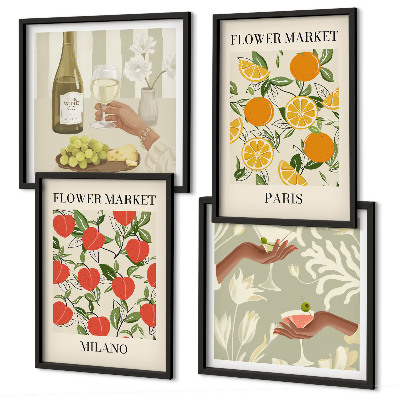 Multi-piece wall decor set Flowers wine Milan Paris