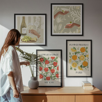 Multi-piece wall decor set Flowers wine Milan Paris
