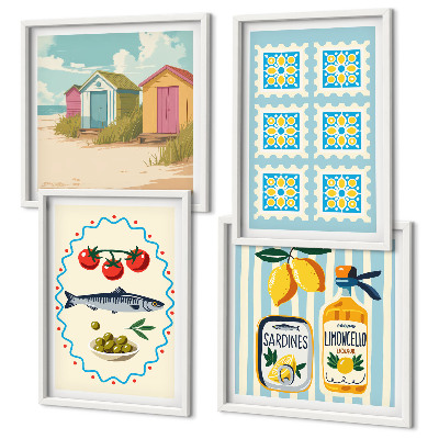 Wall art set Illustrations of Mediterranean cuisine