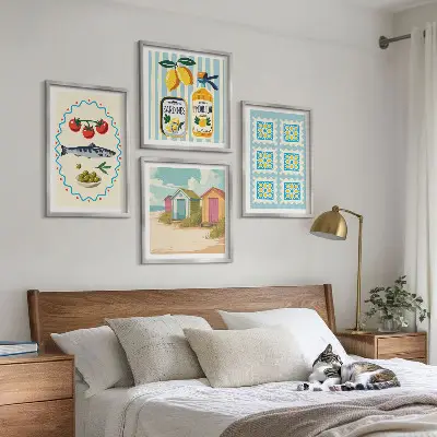 Mediterranean cuisine wall art set illustrations