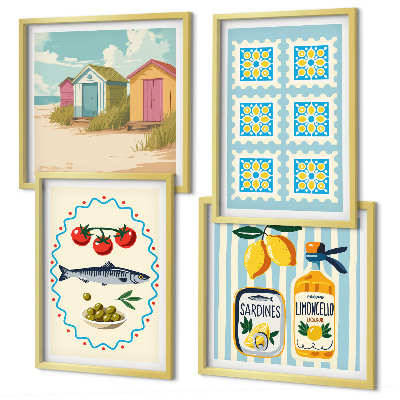 Wall art set Illustrations of Mediterranean cuisine