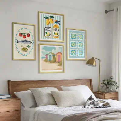 Mediterranean cuisine wall art set illustrations