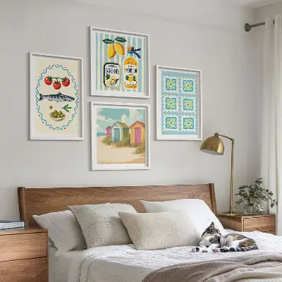 Mediterranean cuisine wall art set illustrations