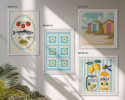 Wall art set Illustrations of Mediterranean cuisine