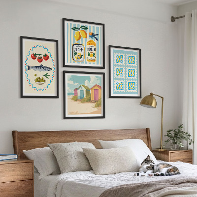 Wall art set Illustrations of Mediterranean cuisine