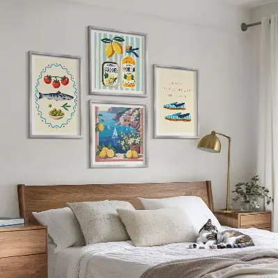 Italian flavors wall art set colorful images on 4 pieces