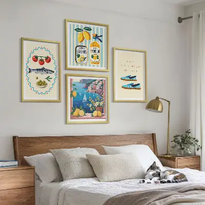 Italian flavors wall art set colorful images on 4 pieces