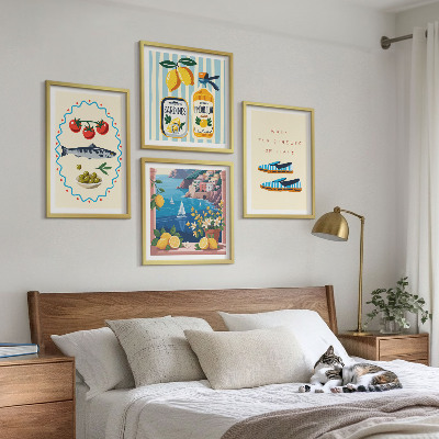 Set of 4 wall art pieces Italian flavors colorful images